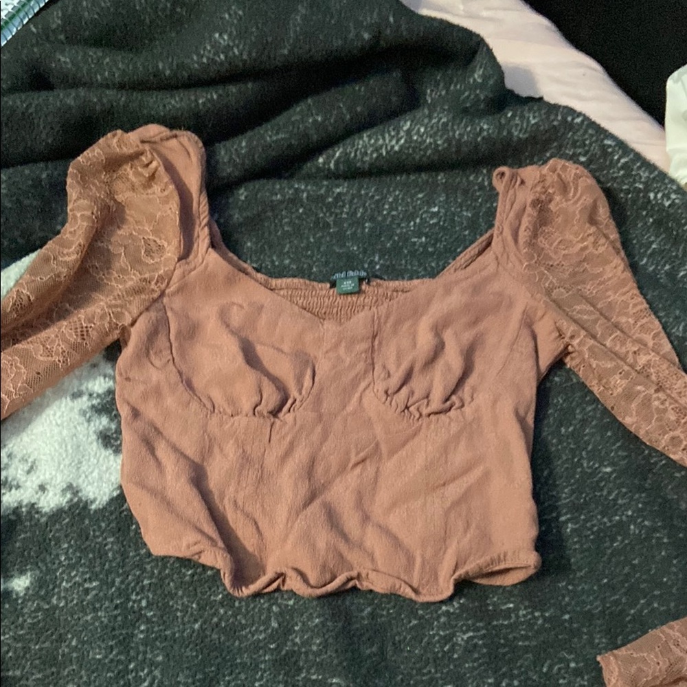 Wild Fable Pink Ruched Crop Blouse